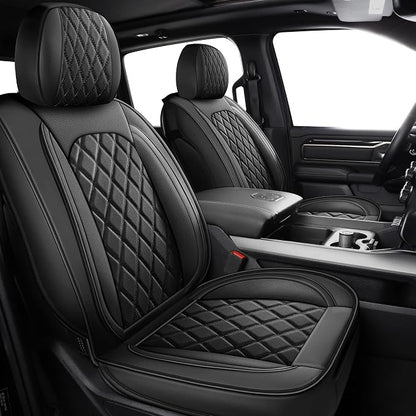 MIROZO Truck Seat Covers Full Set for Ram, Waterproof Ram 1500 Seat Cover Leather Seat Cover Compatible with 2009-2026 Ram 1500/2500/3500 Crew Quad Cab Pickup with Split Curved Bench 40/60,Black