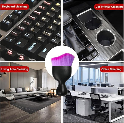 Ziciner Car Detailing Brush, Curved Soft Bristles Auto Removal Dust Collectors, Universal Vehicle Dashboard, Air Conditioner Vents etc Interior Cleaning Tool Accessories (Double Purple)