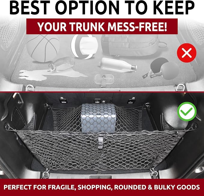 Envelope Style Trunk Mesh Cargo Net for Jeep Compass, Patriot, Renegade 2007-2026 Automotive Exterior Accessories - Premium Car Storage Organizers, Cargo Bed Net For Pickup Truck Smart Vehicle Storage