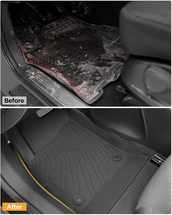 All Weather Floor Mats for Chevy Cruze 2011 2012 2013 2014 2015, Non-Slip Waterproof TPE Liners Custom Fit Front & Rear Row, Heavy Duty Car Accessories