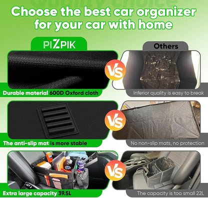 Plzpik Large Car Seat Organizer with Removable Cooler Bag for the Front or Back Seat for Kids and Adults.Versatile for Use in Multiple Scenarios.