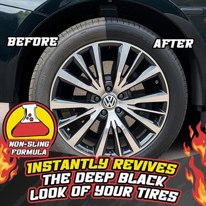 Salty Captain Tire Shine 16.9oz – Tire Shine Spray for Long-Lasting Gloss – Water-Based Formula with UV Shield – Safe for Cars, Trucks, Motorcycles, RVs & More – Non-Greasy & No Sling, Easy to Apply