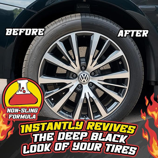 Salty Captain Tire Shine 16.9oz – Tire Shine Spray for Long-Lasting Gloss – Water-Based Formula with UV Shield – Safe for Cars, Trucks, Motorcycles, RVs & More – Non-Greasy & No Sling, Easy to Apply