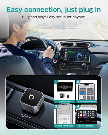 OTTOCAST Mini Cube 3.0 Wireless Carplay Adapter & Android Auto Wireless Adapter Silver (2-in-1) – Plug & Play for iPhone & Samsung/Android Phones, Two Phones Memory, Auto-Reconnect, Stable 5GHz WiFi