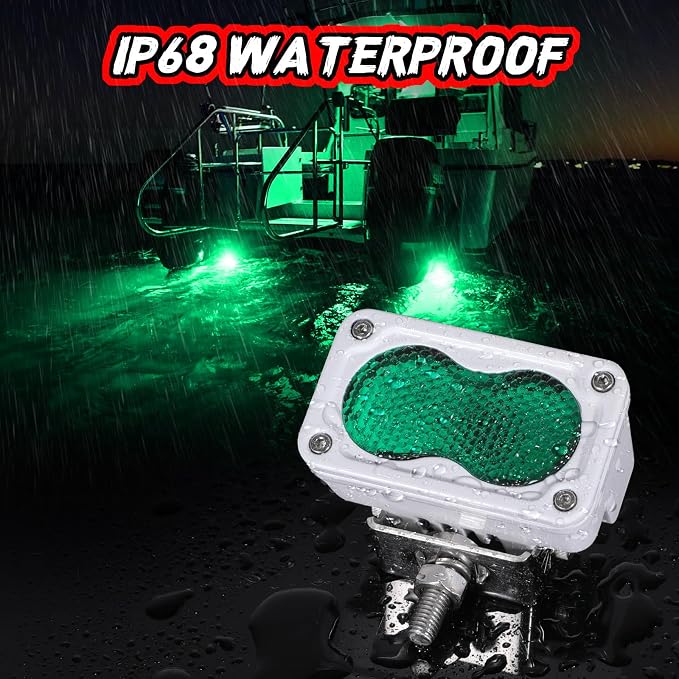 Green LED Pod Lights 3 Inch Auxiliary Backup Rear Light Bar 2PCS Off Road Driving Fog Cube Lights Green Hunting Fishing Emergency Safety Signal Work Lights for Truck UTV Pickup Boat