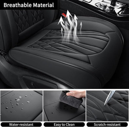 MINGBRON Seat Covers for Cars, Waterproof Seat Covers, Leather Car Seat Covers 2 Pack, Universal Seat Cushion Protector for Most Cars Black