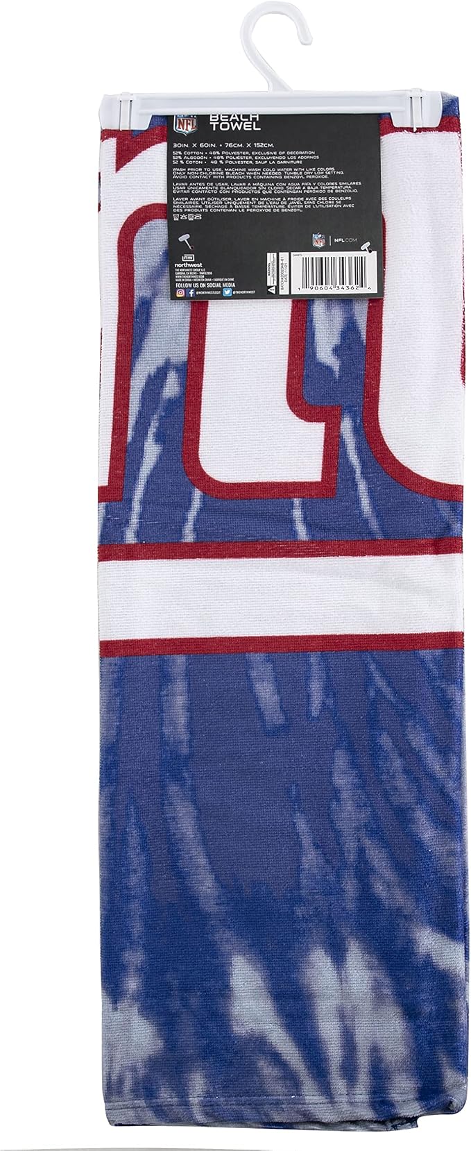 Northwest NFL New York Giants Unisex-Adult Beach Towel, 30" x 60", Psychedelic