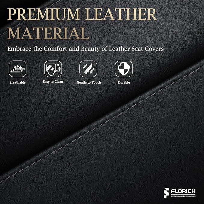 FLORICH Rear Seat Covers Leather Car Seat Covers Waterproof Back Seat Cover Automotive Seat Covers Universal Seat Cushion Protector for Most Cars Trucks SUV-Beige