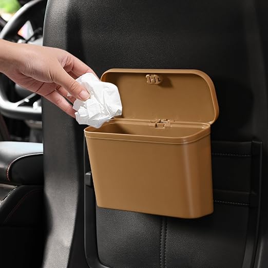 Car Trash Can, Waterproof Multi Functional Auto Trash Bin for Door/Console/Seat Back,Leak-Proof Trash Can for Car, Truck, SUV - Essential Car Accessories for Organization (khaki2)