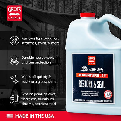 Griot's Garage Adventure Line Restore and Seal, Auto Detailing and Polishing for RVs, Campers, Boats, ATVs, Motorcycles, Works on Paint, Chrome, Steel and More, 10888, One Gallon