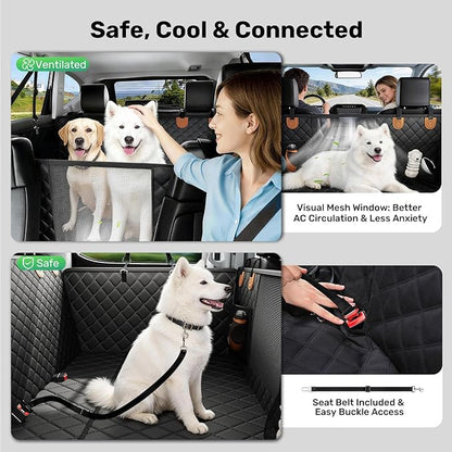 Zanch Heavy-Duty Dog Truck Seat Cover, Flat Solid Back Seat Extender for Multi Large Dogs, Hard Bottom Supports 450 lb, Waterproof Hammock Protector, XL for Full-Size Crew Cab Trucks & SUVs, Matte Blk