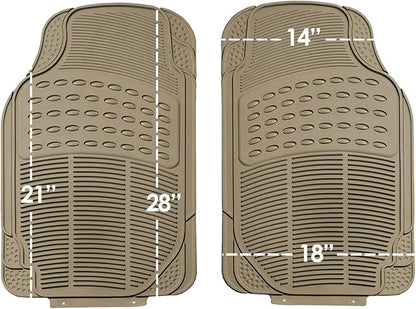 FH Group Automotive Floor Mats Climaproof for All Weather Protection Universal Fit Trimmable Heavy Duty fits Most Cars, SUVs, and Trucks, 2pc Front Set Solid Beige