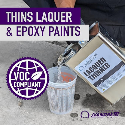 Nanoskin LACQUER THINNER 1 Gallon - Professional Strength, General Purpose, Medium-Dry Lacquer Thinner | Thins Clear and Pigmented Lacquers and Epoxies | Cleans Sprayers, Tools, Brushes and Equipment