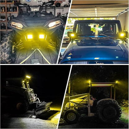 4PCS 4 Inch LED Light Bar 12000LM Spot Flood Combo Off Road Triple Row Work Driving Fog Light for Pickup Truck ATV UTV SUV Boat Yellow