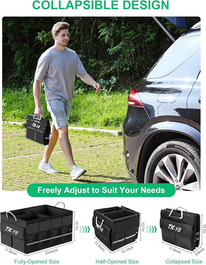 Trunk Organizer for SUV - Car Organizer with Removable Cooler Bag,Collapsible Multi Compartment 1680D Waterproof Sturdy Cargo Storage for Car Accessories Women Men (Extra Large)