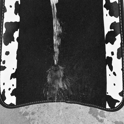 CAR PASS Waterproof Universal 3 Row Car Floor Mats, Cow Print Car Mats Fit for SUV,Vans,sedans, Trucks,Set of 3 Row Vehicles Car Carpet with Heel Pad and Nibs Backing, Cute Women Girly (Black White)