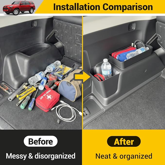 Rear Trunk Organizer for 2010-2024 Toyota 4Runner 5-Seat 2nd Row Accessories, Storage Bin Trunk Side Storage Box Cargo Tray for 10-24 4 Runner(3Pcs Left+Upper Side,Not for 7-Seat)