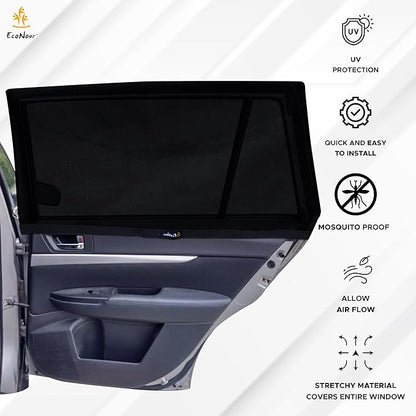 EcoNour Car Rear Window Sun Shades Compatible for Subaru Outback | 2Pack Breathable Shade - 100% UV & Mosquito Protection | Rear Window Covers for Privacy & Blackout | Car Window Accessories