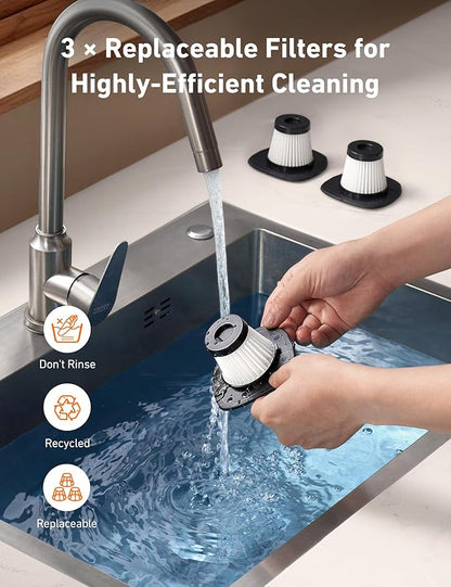 AstroAI V2 Mini High Power Portable Cordless Handheld Car Vacuum Cleaner, 6000mAh Battery & 12V DC, LED Light, Brush, Multi-Nozzles, 16.4 ft Cord Car Interior for Car, Home, Office, Pet Hair Cleaning