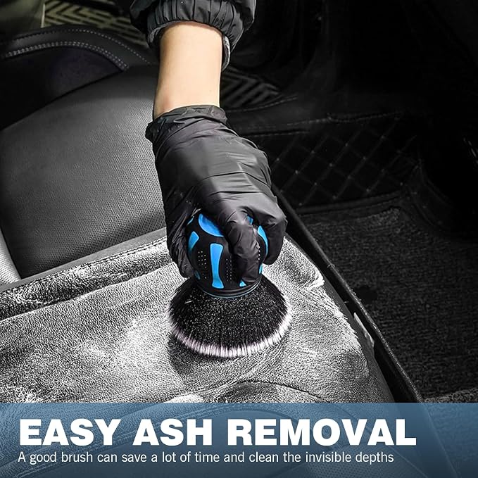 Car Detailing Brush, Multifunctional Soft Cleaning Brush for A/C Vents and Seat Gaps, Non-Slip Handle Ball-Shaped Multi-Function Cleaning Tool with Storage Rack, for Most Cars (Blue)