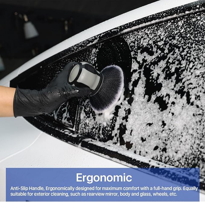Curveball Detail Brush, Car Ultra Soft Bristles Detailing Brushes, 4PCS Professional Auto Cleaning Brush, Covers Large Area Inside or Outside Vehicles, Exterior Interior Brush- Gray