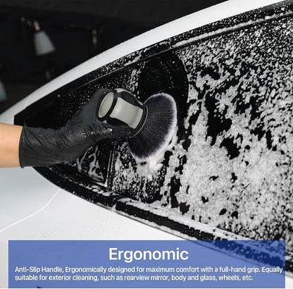 Curveball Detail Brush, Car Ultra Soft Bristles Detailing Brushes, 4PCS Professional Auto Cleaning Brush, Covers Large Area Inside or Outside Vehicles, Exterior Interior Brush- Gray