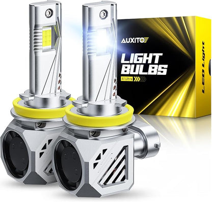 AUXITO H11 LED Bulb, 48000LM, 900% Ultra-Bright, 6500K White Light, Plug and Play, Long Lifespan, No Flicker, 99% Compatibility, 2PCS
