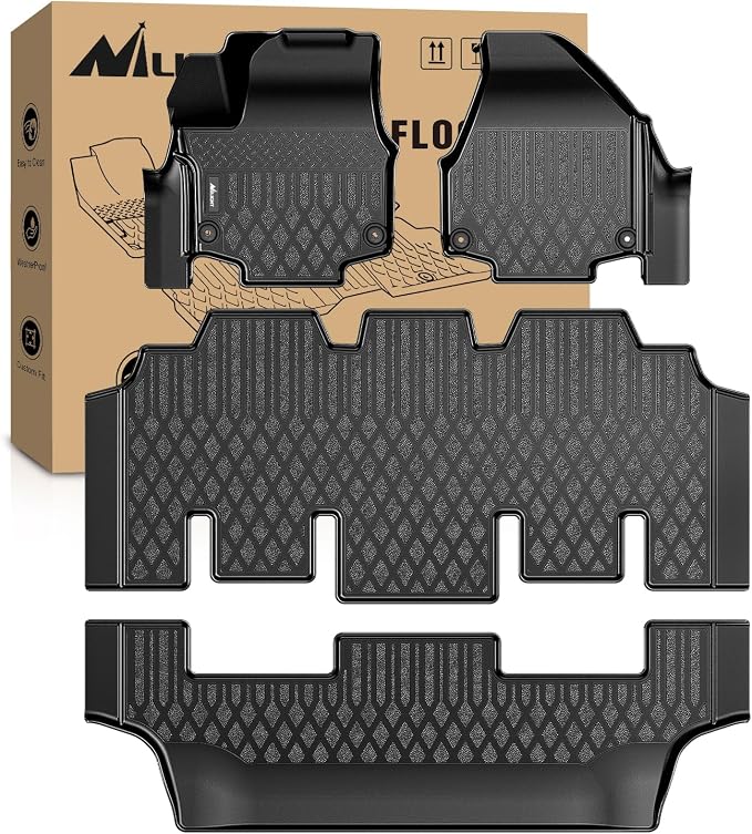 Nilight TPE Floor Mats for Chrysler Pacifica 2017 2018 2019 2020 2021 2022 2023 2024 2025 2026 (Not Hybrid) All Weather Custom Fit Heavy Duty Floor Liners