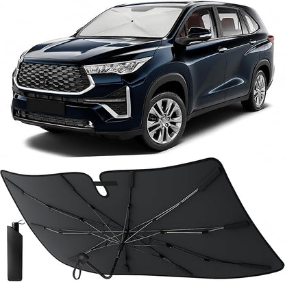 EcoNour Umbrella Windshields Sun Shade for SUV & MPV, Foldable Car Front Windshields UV Blocker Sunshade, Umbrella Shade Accessories with Storage Pouch Keeps Interior Cool, X-Large 61 x 35 Inch