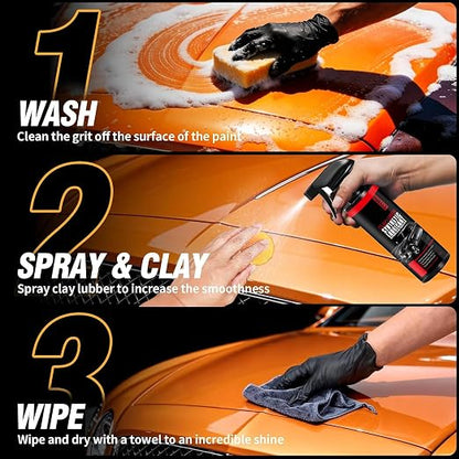 10 Pack Premium Clay Bar Kit - 16oz Synthetic Lubricant, Towels & Gloves - Car Detailing Kit for Cars, SUVs, RVs & Trucks - Removes Contaminants for Glass-Like Shine