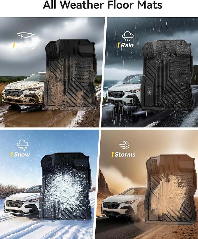3W Floor Mats & Cargo Liner Fit for 2024 2025 2026 Subaru Crosstrek/2024 2025 2026 Subaru Impreza, All Weather TPE Car Liner Custom Fit for Crosstrek & Impreza Accessories (NOT for Hybrid)