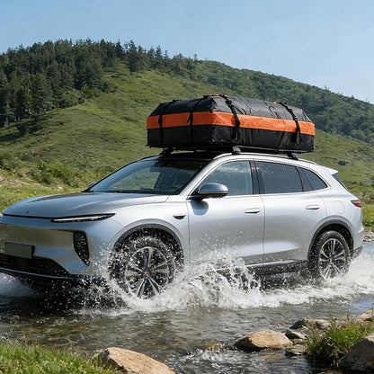 DUMOS Car Rooftop Cargo Carrier 15 Cubic Feet, Car Roof Waterproof PVC Bag, with Anti-Slip Mat, Combination Luggage Lock, Reinforced Straps & Door Hooks, Fit Vehicles with/Without Roof Racks