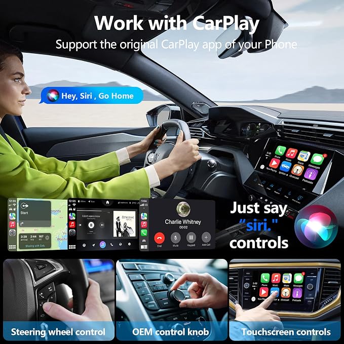 Wireless CarPlay Adapter for Apple iPhone | Mini USB Design for Convert Wired to Wireless Car Play Adapter - No Latency from iOS 10+ to Screen w/USB C (Light Purple)