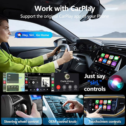 Wireless CarPlay Adapter for Apple iPhone | Mini USB Design for Convert Wired to Wireless Car Play Adapter - No Latency from iOS 10+ to Screen w/USB C (Light Purple)
