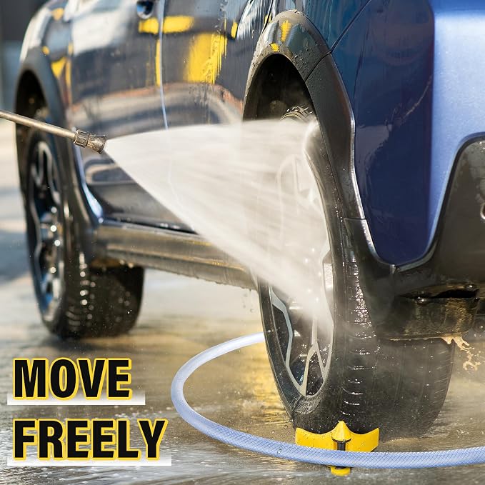 Dreyoo 4 Pcs Car Hose Guide, Tire Hose Roller for Car Washing, Detailing Tire Hoses Guide Preventing Pressure Washer Hoses Stuck Under The Wheels, Plastic Wash Tool to Avoid Snagging(Yellow)