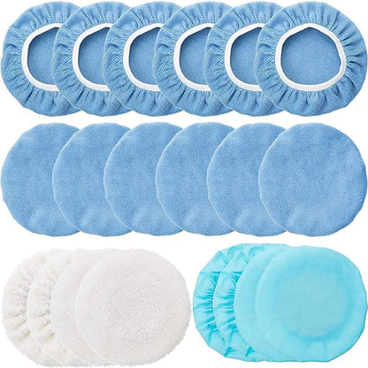 20 Pieces Car Orbital Buffer Polisher Pad Bonnet Microfiber Max Bonnet Polishing Buffing Pad Cover(3-4 Inches)
