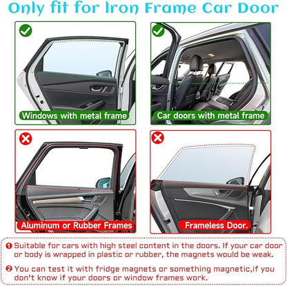 Car Window Shades, 2 Packs Magnetic Car Sun Shades for Baby, 2 Layers for Blackout/See Through Options Stars Pattern Side Window Curtain for Kids Heat/UV Blocker