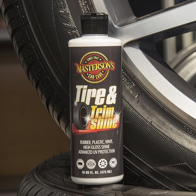 MASTERSON'S CAR CARE MCC_104_16 Tire & Trim Shine - High Gloss Protectant for Rubber Plastic Vinyl - Dry-to-The-Touch Non-Greasy - UV Solar Protection Against Cracking and Fading (16 oz.)