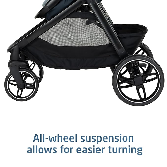 Maxi-Cosi Zelia Pro 5-in-1 Travel System with Mico Pro Infant Car Seat and Baby Stroller Combo, Reversible Seat, Large Wheels, Adjustable Handle, Newborn to Toddler, Lightweight, Seascape