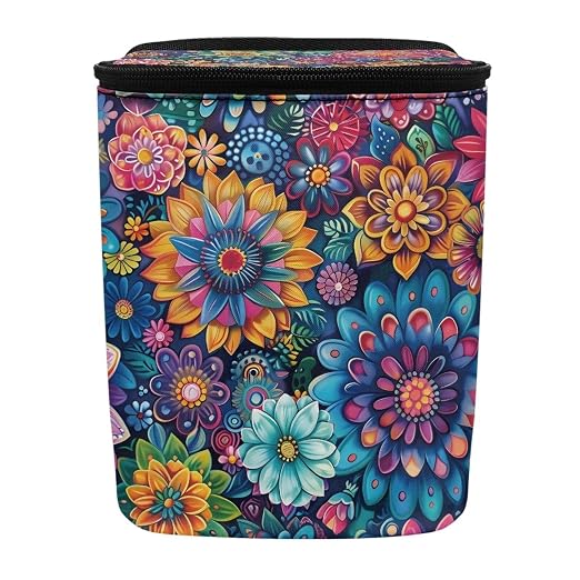 BIGCARJOB Blossom Lotus Car Trash Bag for Back Seat,Boho Lotus Floral Car Trash Can with Lid Portable Travel Car Trash Bag Holder Vehicle Trash Can for SUV Truck Van