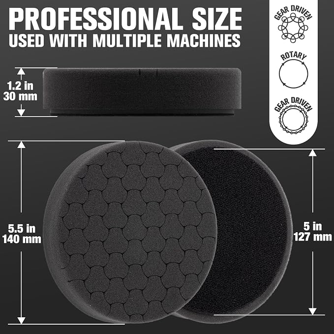 Black Polish Pad, Buffing Polishing Pads, 1Pc 5.5 Inch Face for 5 Inch 125mm Backing Plate Compound Buffing Sponge Pads for Car Buffer Polisher Compounding, Polishing and Waxing