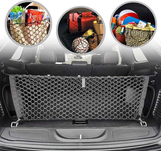 Envelope Style Trunk Mesh Cargo Net - For Jeep Grand Cherokee 2011 - 2021 Car Accessories - Premium Trunk Organizers and Storage - SUV Truck Cargo Nets - Vehicle Carrier Organizer for Cherokee WK