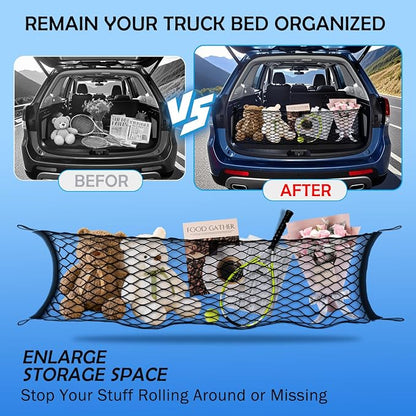 Envelope Style Cargo Net for 2019-2024 Subaru Forester Accessories, Rear Trunk SUV Mesh Cargo Net, Upgraded 5mm Bungee & Double-Layer Nylon Storage Tailgate Netting Grocery&Tools Holder Organizer