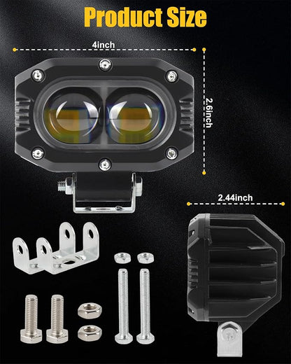 4 Inch LED Pods Driving Lights, 48W Rectangle Offroad Lights Cube Spotlights with Amber&White DRL, 120° Combo Beam 3 Modes LED Auxiliary Lights with Wiring Harness for Trucks SUV ATV UTV Motorcycle