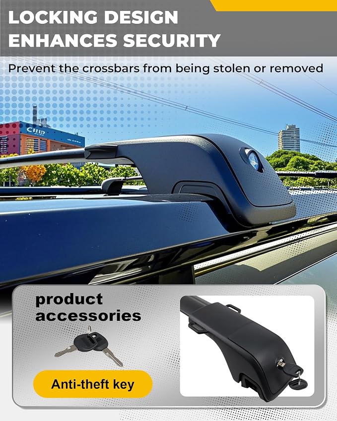 330LBS Lockable Cross Bars Roof Rack Fit for Hyundai Santa Fe 2024-2026 Aluminum Crossbars Cargo Bar Luggage Baggage Carrier Rooftop Accessories, for Storage Bag Kayak Snowboard Canoe Bike