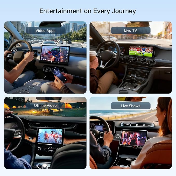 Wireless CarPlay & Android Auto Adapter, 4GB+32GB Magic AI Box | Newly Upgraded AI Assistant, Dual-WiFi Stability, Video & Music Apps, Compatible with Wired Factory CarPlay and Android Auto