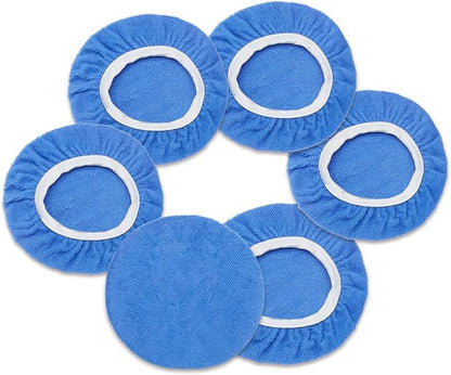 6 PCS Car Buffing Pads for 9-10 Inch Orbital Polisher, Microfiber Polishing Pad Buffer Polisher Bonnets, 9-10 Inch Polishing Pads Cover Waxing Pads for Car Detailing (Light Blue)
