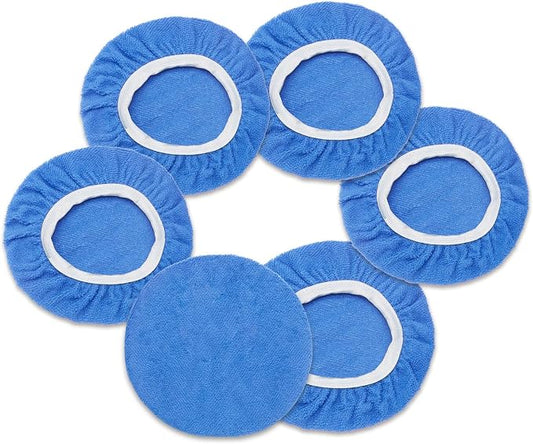 6 PCS Car Buffing Pads for 9-10 Inch Orbital Polisher, Microfiber Polishing Pad Buffer Polisher Bonnets, 9-10 Inch Polishing Pads Cover Waxing Pads for Car Detailing (Light Blue)