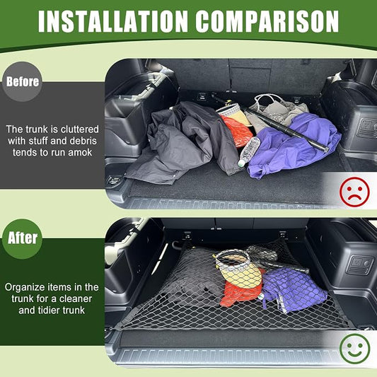 Trunk Cargo Net for 2010-2024 Toyota 4Runner 2 Row Model Only, Trunk Organizer Luggage Net Anti-Slip Rear Mesh Cargo Netting for 4 Runner SUV Accessories(Floor Style)