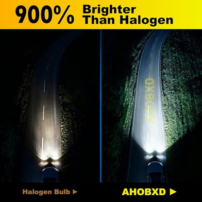 AHOBXD H1 Bulbs,Super Bright Upgraded 900% 50000LM Brightness Real 1:1 Halogen Size 80000Hours Lifespan H1/H1LL Quick Install No Adapter Flicker Free IP68 Waterproof Fog Lights Pack of 2